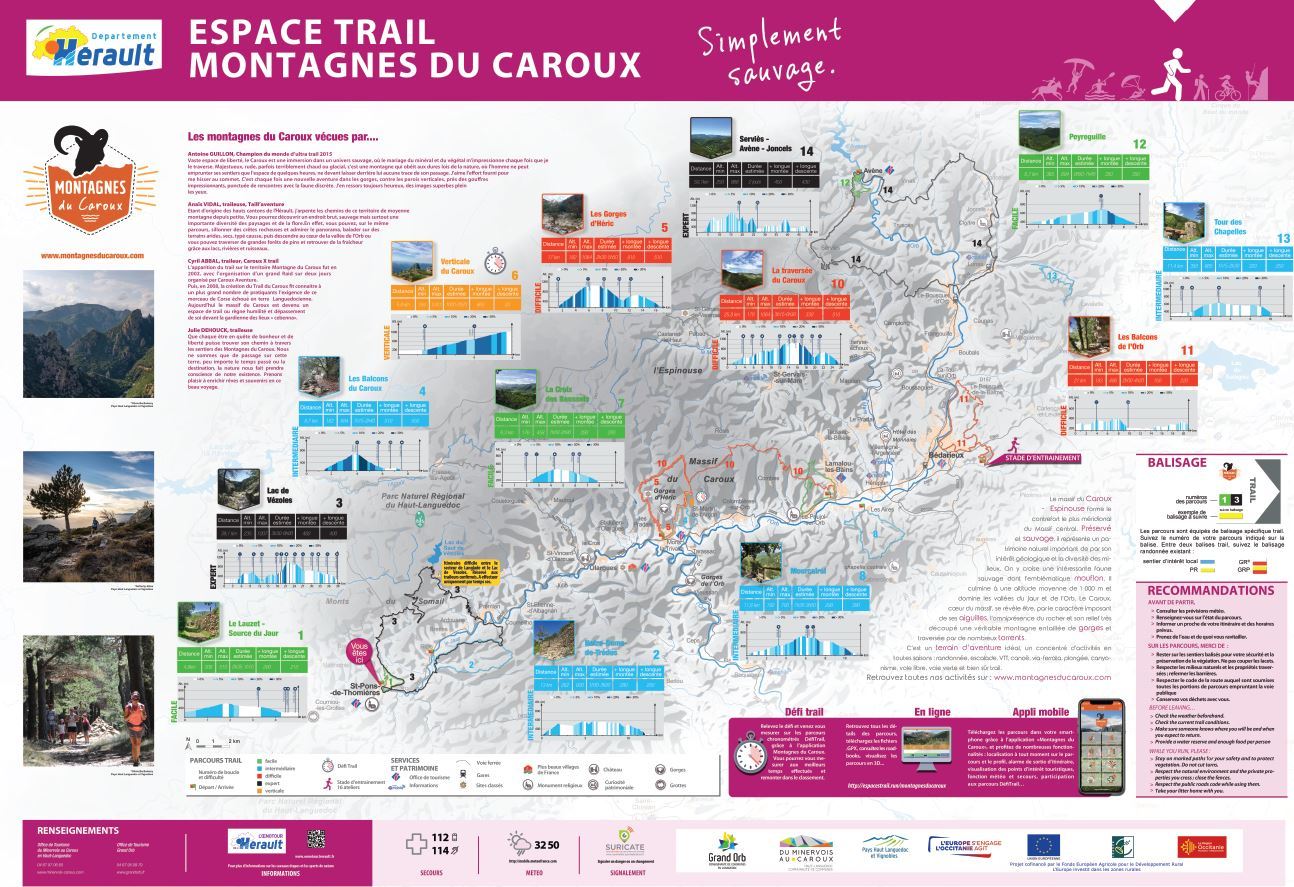 carte trail montagnes du caroux